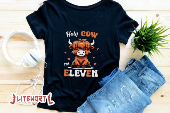 A Highland Cow Birthday Graphic for Merchandise and T-Shirt Designs
