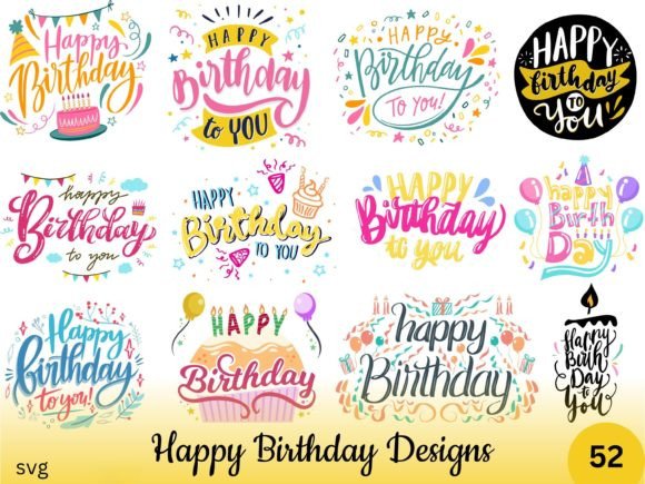 Happy Birthday SVG Graphics for Crafters & T-Shirt Designs