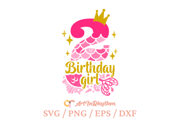 My 2nd Birthday Mermaid Graphics for T-Shirt Designs